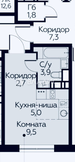 21,1 м², квартира-студия 5 200 000 ₽ - изображение 1