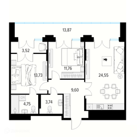 Квартира 83,8 м², 2-комнатная - изображение 1
