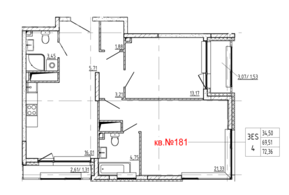 Квартира 72,4 м², 2-комнатная - изображение 2