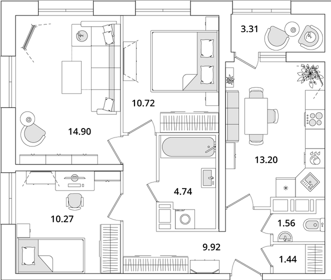 68,3 м², 3-комнатная квартира 17 747 666 ₽ - изображение 1