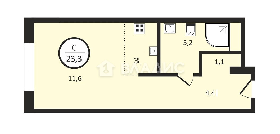 23,3 м², апартаменты-студия 10 948 000 ₽ - изображение 1