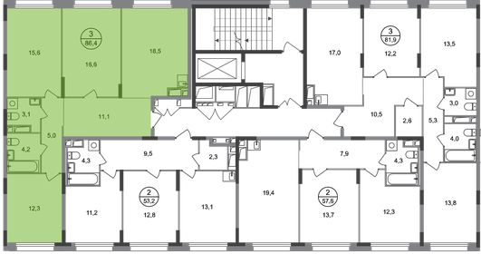 80 м², 3-комнатная квартира 18 950 000 ₽ - изображение 113