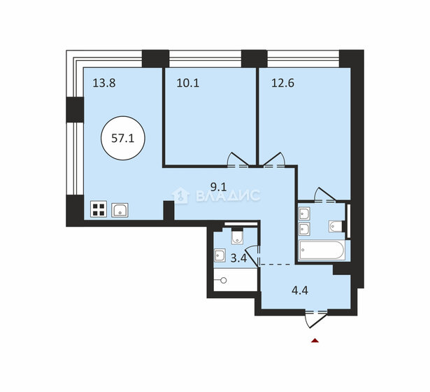 57,1 м², 2-комнатная квартира 23 499 000 ₽ - изображение 1