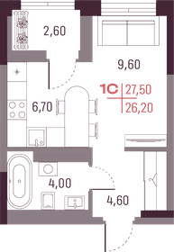 Квартира 26,2 м², 1-комнатная - изображение 1