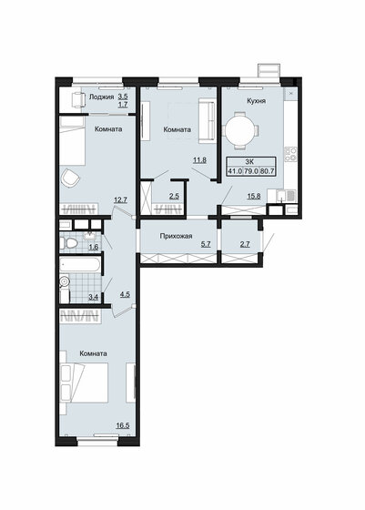 80,7 м², 3-комнатная квартира 6 812 400 ₽ - изображение 1