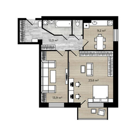 Квартира 64,7 м², 2-комнатная - изображение 1