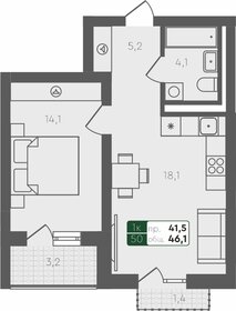 46,2 м², 1-комнатная квартира 6 525 750 ₽ - изображение 19