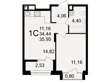 33 м², 1-комнатная квартира 4 650 000 ₽ - изображение 100