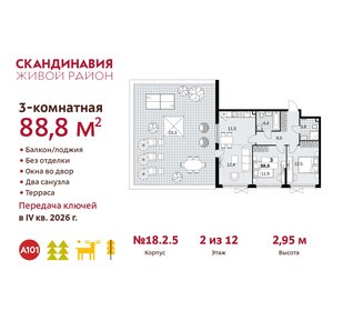 Квартира 88,8 м², 3-комнатная - изображение 1