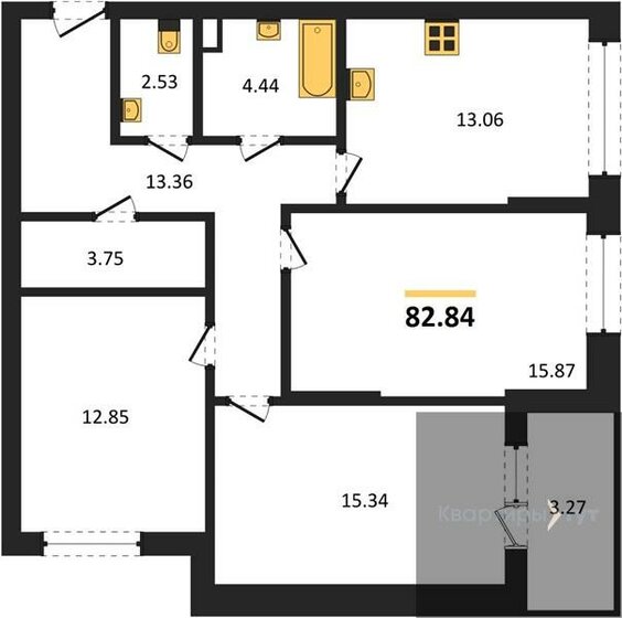 82,8 м², 3-комнатная квартира 11 622 452 ₽ - изображение 1