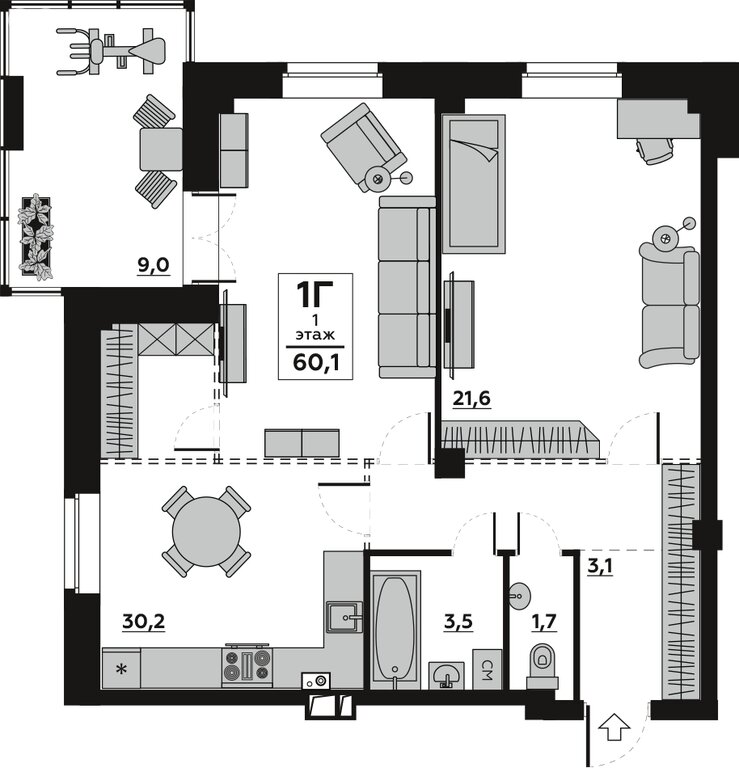 Варианты планировок ЖК «Лапшин Loft» - планировка 9