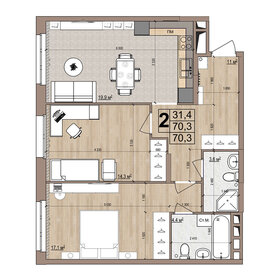 Квартира 70,3 м², 2-комнатная - изображение 1