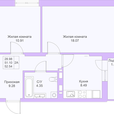 Квартира 52,5 м², 2-комнатная - изображение 3