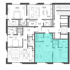 Квартира 69,4 м², 1-комнатные - изображение 2