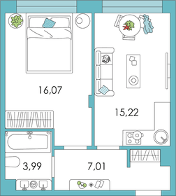 Квартира 41,5 м², 1-комнатная - изображение 1