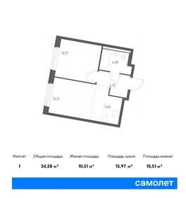 Квартира 34,6 м², 1-комнатная - изображение 1