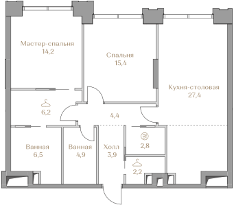 87,9 м², 2-комнатная квартира 107 340 000 ₽ - изображение 1