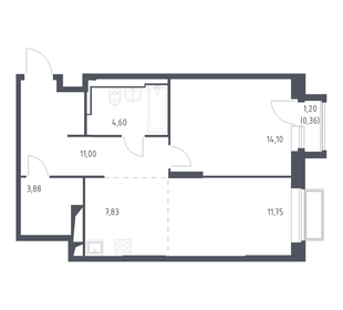 Квартира 53,7 м², 1-комнатная - изображение 1