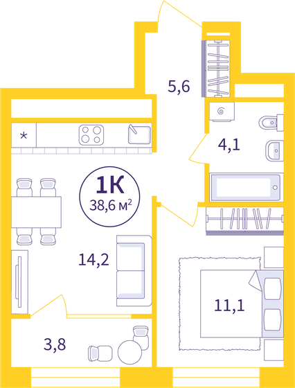 36,8 м², 2-комнатная квартира 7 505 280 ₽ - изображение 43