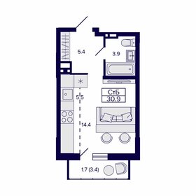 39,1 м², 1-комнатная квартира 5 300 000 ₽ - изображение 36