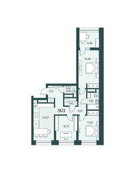 78,7 м², 3-комнатная квартира 6 615 000 ₽ - изображение 17