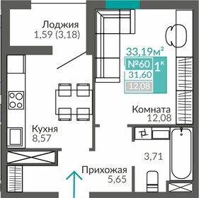 31,6 м², 1-комнатная квартира 4 972 000 ₽ - изображение 4