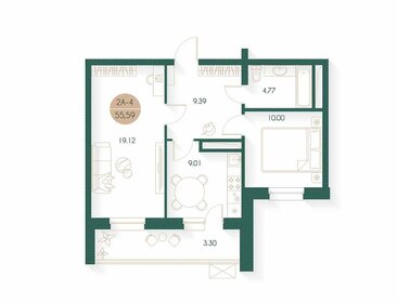 Квартира 55 м², 2-комнатная - изображение 1