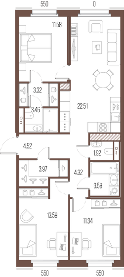 84,1 м², 3-комнатная квартира 28 516 680 ₽ - изображение 1