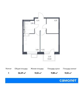 Квартира 36,6 м², 1-комнатная - изображение 1