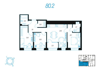 70 м², 3-комнатная квартира 12 300 000 ₽ - изображение 85