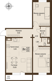 Квартира 62,2 м², 3-комнатная - изображение 1