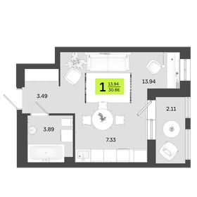 33,2 м², 1-комнатная квартира 4 200 000 ₽ - изображение 88