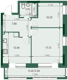 53,2 м², 2-комнатная квартира 11 750 000 ₽ - изображение 53