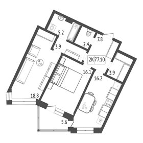 Квартира 77,1 м², 2-комнатная - изображение 2