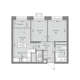 Квартира 45,2 м², 3-комнатная - изображение 1