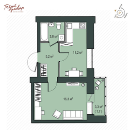 Квартира 38,2 м², 1-комнатная - изображение 2