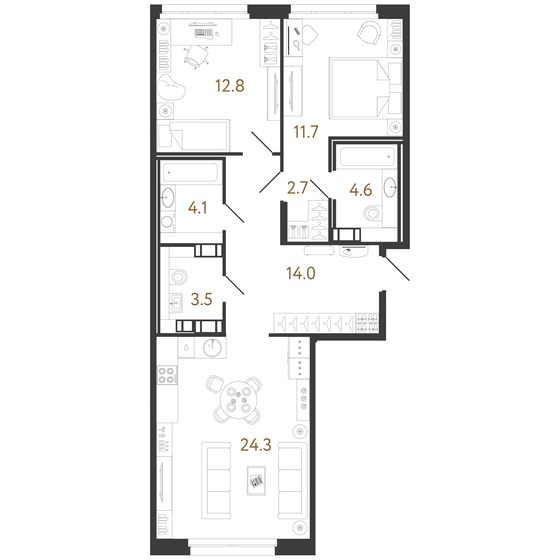 77,7 м², 2-комнатная квартира 24 515 220 ₽ - изображение 19