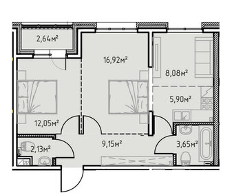 60,5 м², 2-комнатная квартира 8 775 400 ₽ - изображение 70