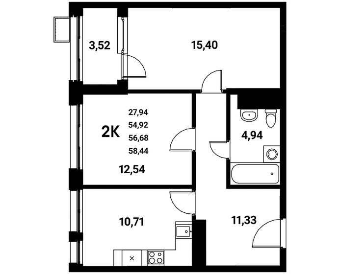 56,7 м², 2-комнатная квартира 8 939 617 ₽ - изображение 1