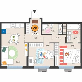 50,2 м², 2-комнатная квартира 5 600 000 ₽ - изображение 74