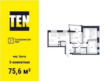 Квартира 75,6 м², 3-комнатная - изображение 1