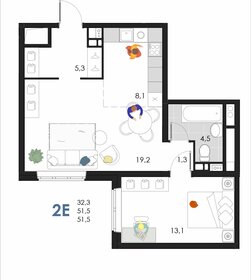 Квартира 51,5 м², 2-комнатная - изображение 1