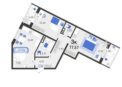 83,3 м², 3-комнатная квартира 9 246 300 ₽ - изображение 14
