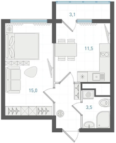 Квартира 34,6 м², 1-комнатная - изображение 1