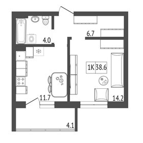 40,3 м², 1-комнатная квартира 4 500 000 ₽ - изображение 28