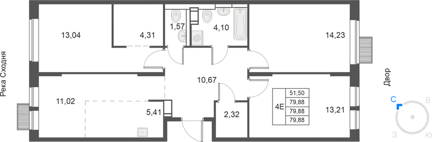 80,2 м², 3-комнатная квартира 16 310 543 ₽ - изображение 13