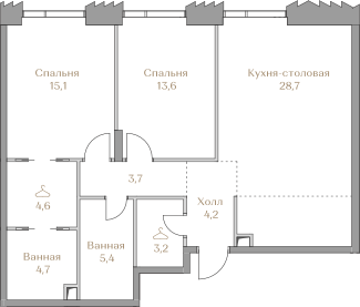 56 м², 2-комнатная квартира 32 900 000 ₽ - изображение 136