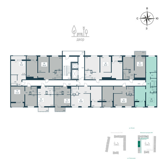 58,4 м², 2-комнатная квартира 8 800 000 ₽ - изображение 60