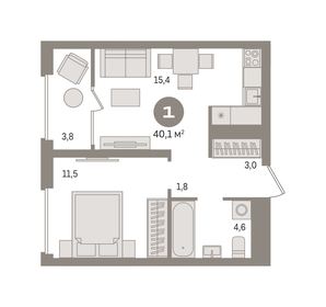 43,4 м², 2-комнатная квартира 6 500 000 ₽ - изображение 90