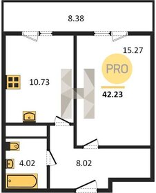 Квартира 42,2 м², 1-комнатная - изображение 1